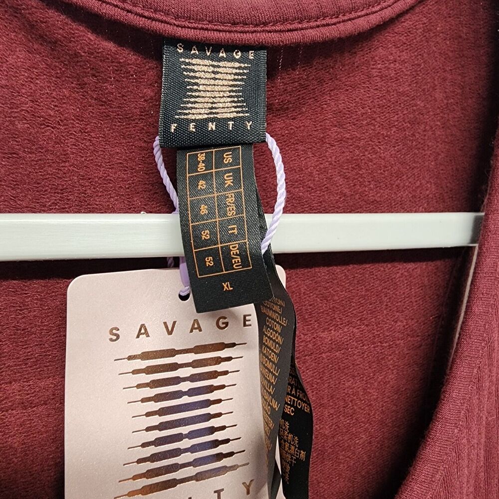 Savage Fenty Mens Rib Sleep Muscle Tank Top Size XL Burgundy Racerback Comfy - Picture 8 of 11